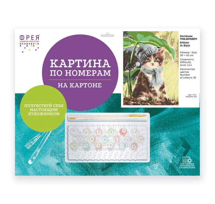 Картина по номерам «Котёнок под дождём» — картинка 4