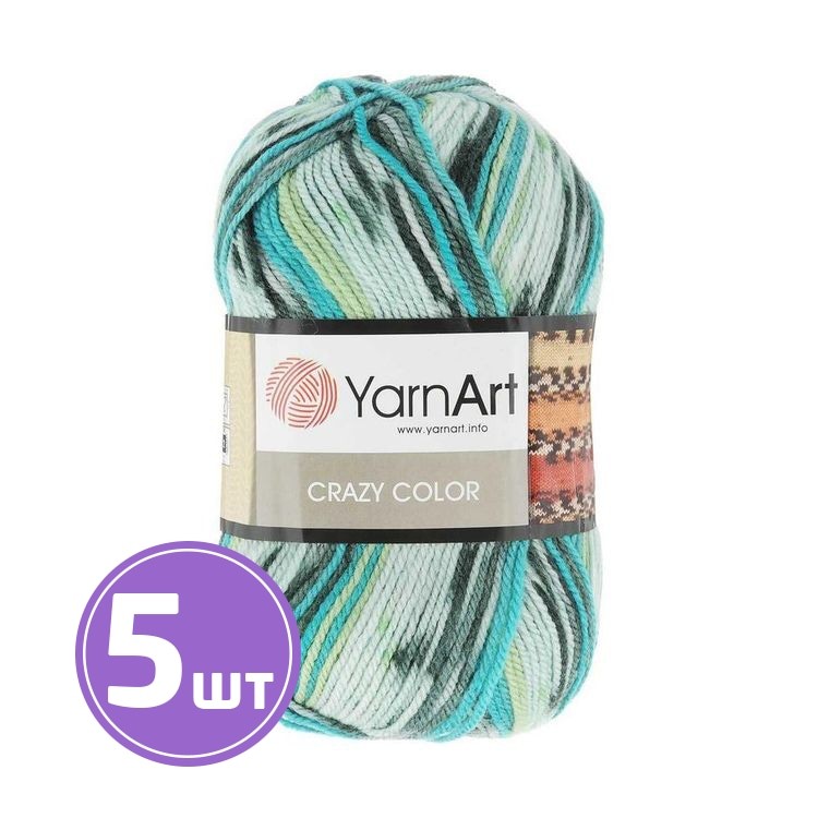 Пряжа YarnArt Crazy Color (166), мультиколор, 5 шт. по 100 г