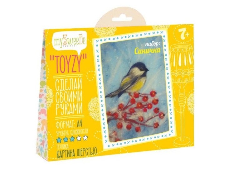 Картина шерстью «Синичка» — картинка 2