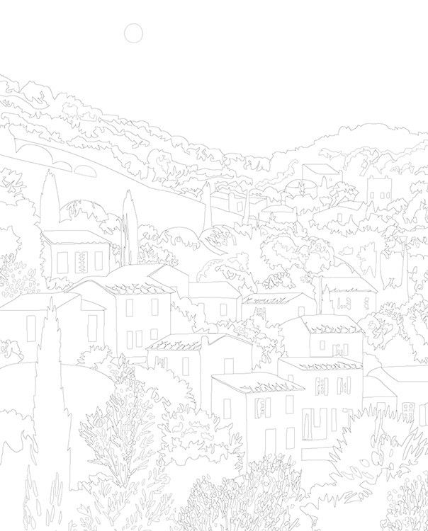 Картина по номерам «Прованс, Франция: луна над домами 40x50» — картинка 3