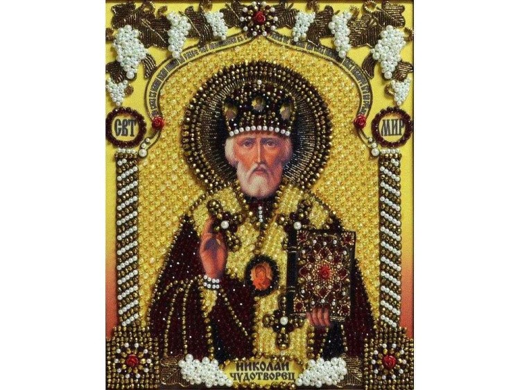 Набор вышивки хрустальными камнями «Святой Николай Чудотворец»