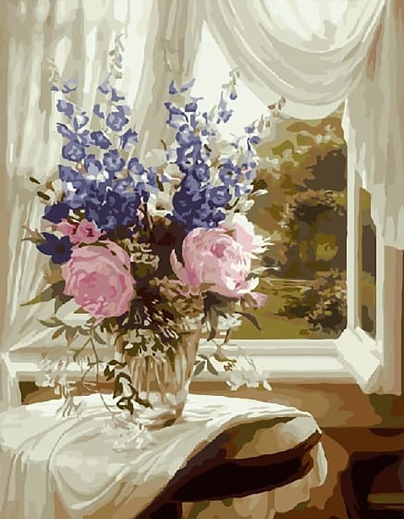 Картина по номерам «Цветы на столе»