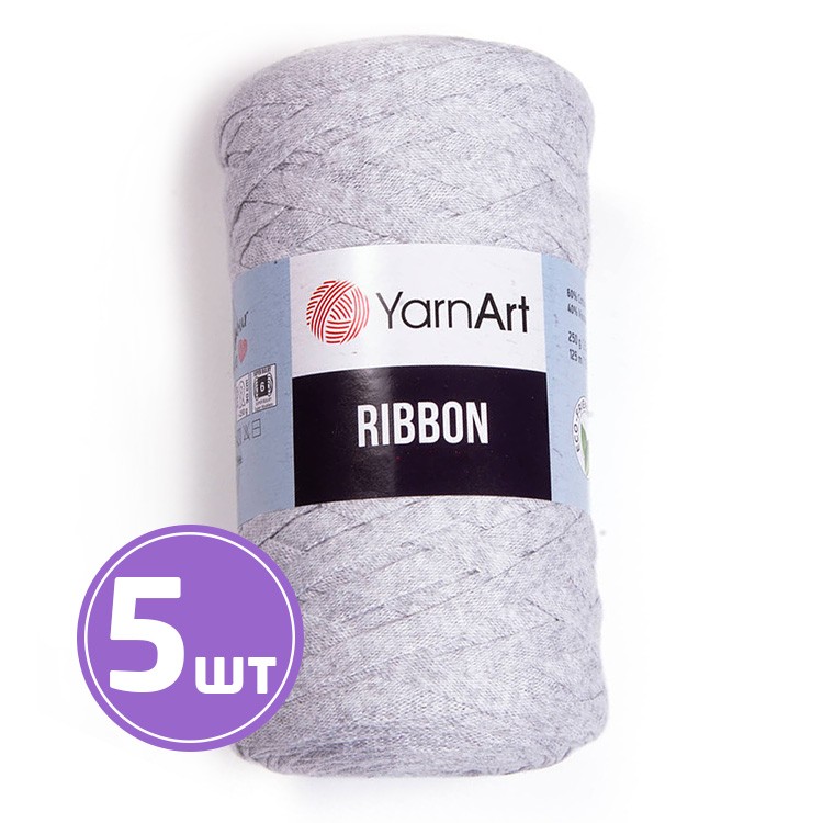 Пряжа YarnArt Ribbon (Риббон) (756), меланж светло-серый, 5 шт. по 250 г