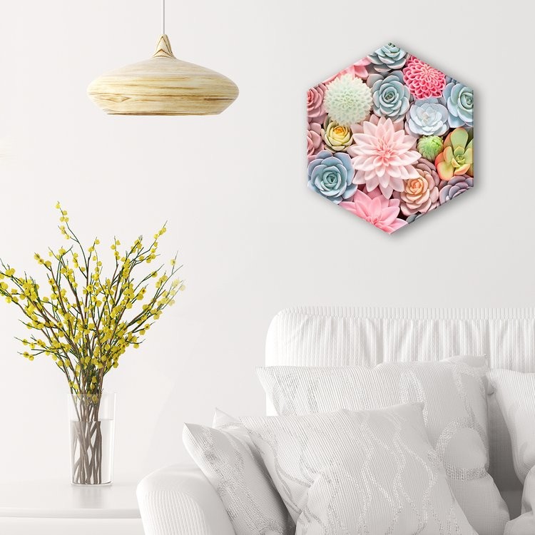 Картина по номерам с кристаллами из хрусталя Гексагон «Красивые суккуленты» — картинка 2