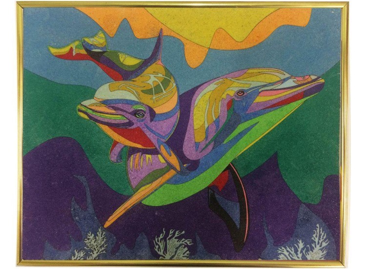 Картина цветным песком «Дельфины» — картинка 2