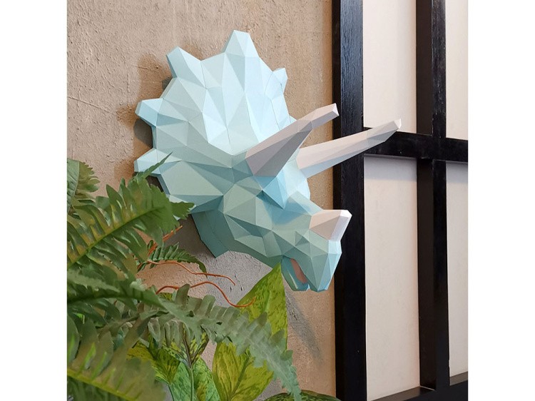 Бумажная модель для склеивания трофей «Трицератопс» — картинка 2