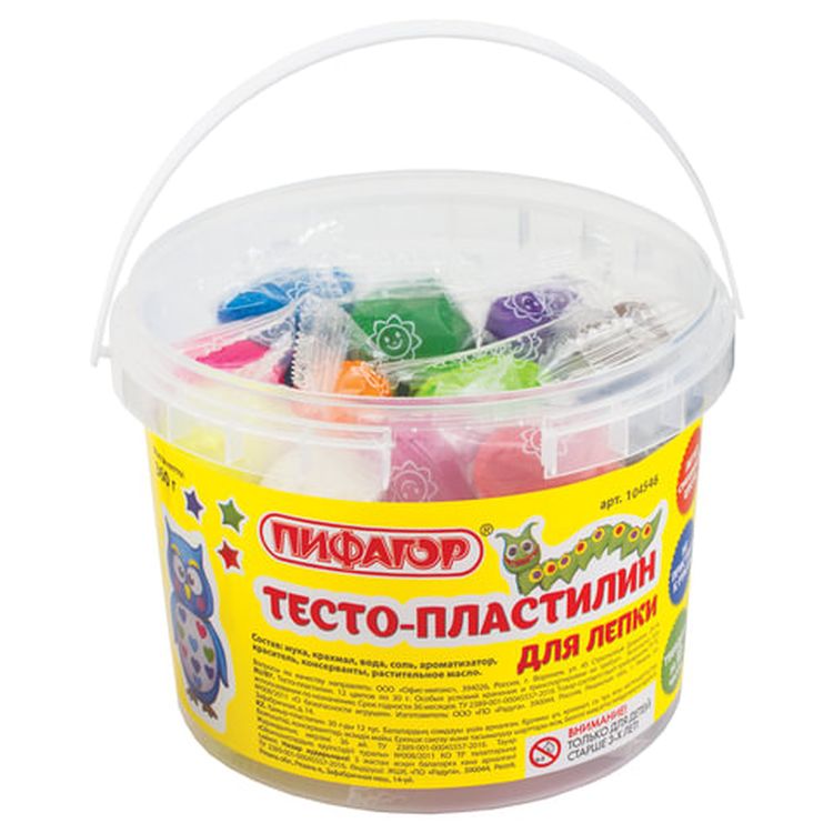 Пластилин на растительной основе (тесто для лепки) ПИФАГОР, 12 цветов, 360 г — картинка 2