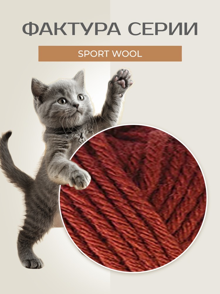 Пряжа NAKO SPORT WOOL (Нако Спорт вул), (4409), ярко-терракотовый, 5 шт. по 100 г — картинка 3