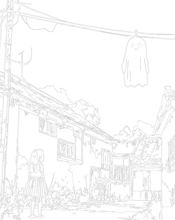 Картина по номерам «Ужасы: привидение на проводах, аниме арт» — картинка 3