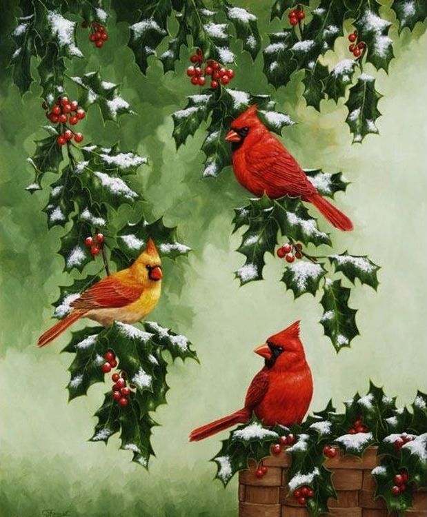 Картина по номерам «Зимние птицы» — картинка 2