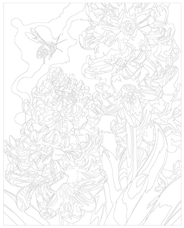 Картина по номерам «Цветы: Гиацинты и пчелы» — картинка 3