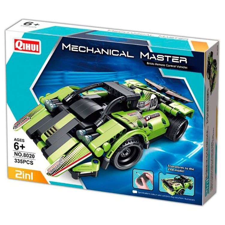Конструктор QIHUI с мотором и радиоуправлением 2 в 1 Гоночные автомобили, 335 деталей — картинка 3