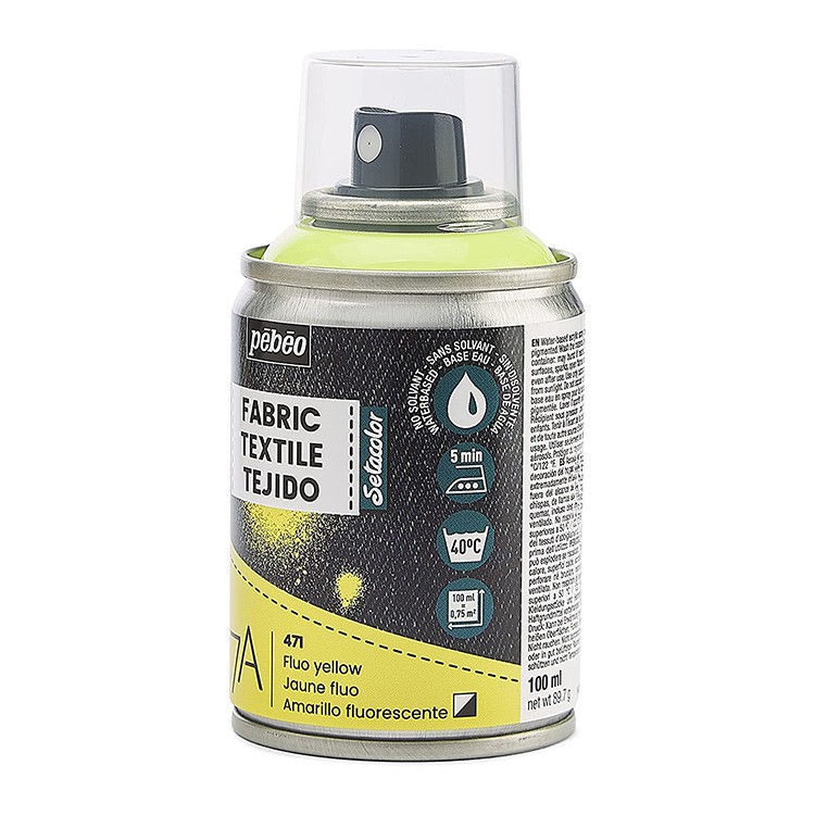 Краска для текстиля 7А Spray (аэрозоль), цвет: флуоресцентный желтый, 100 мл, Pebeo — картинка 3