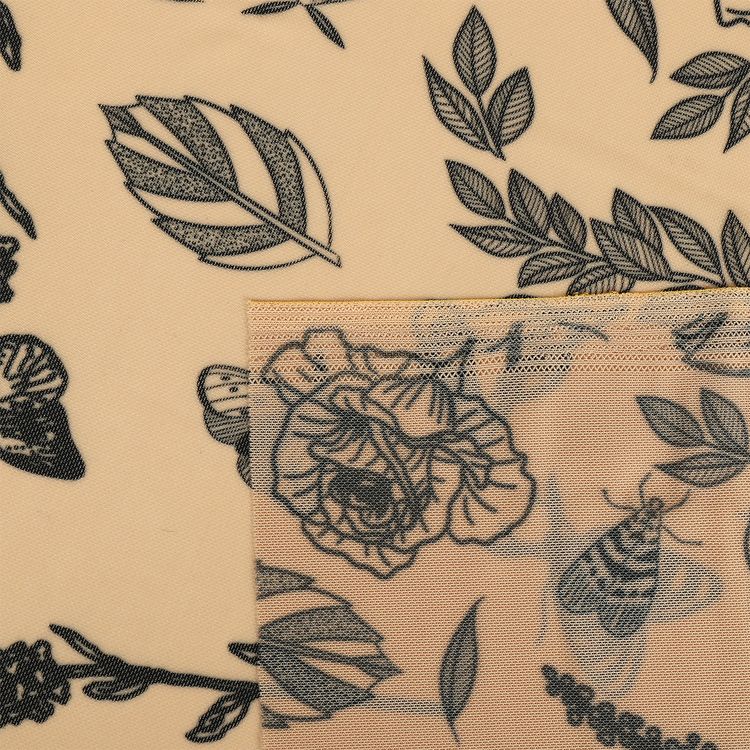 Сетка стрейч с принтом тату «Цветы», 3 м x 150 см, 90 г/м², цвет: светло-бежевый, принт, TBY — картинка 4