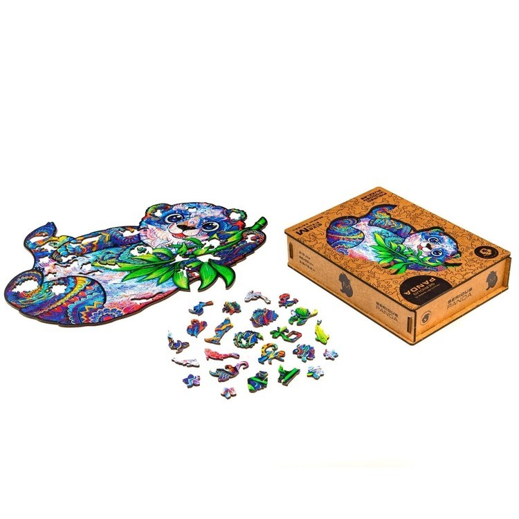 Деревянный пазл Unidragon «Серьезная панда», размер M (А4) — картинка 8