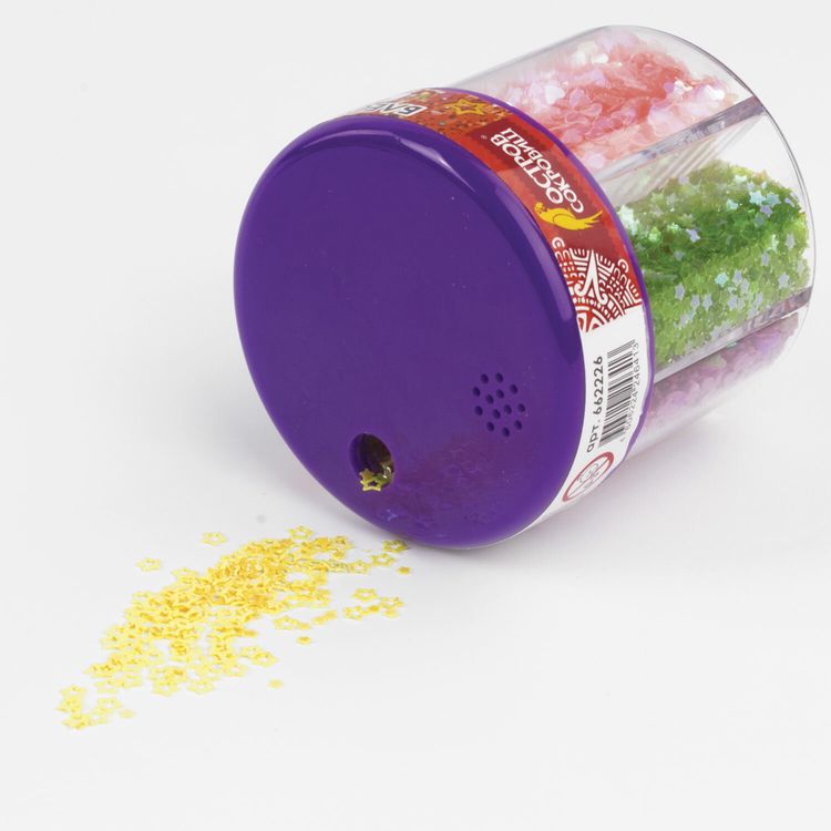 Блестки фигурные, неон, диспенсер с дозатором, 6 цветов по 9 г, Остров Сокровищ — картинка 4