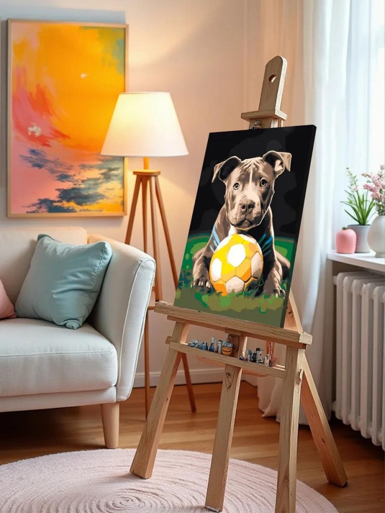 Картина по номерам «Собака Стаффорд (Стаффордширский терьер) щенок» — картинка 9