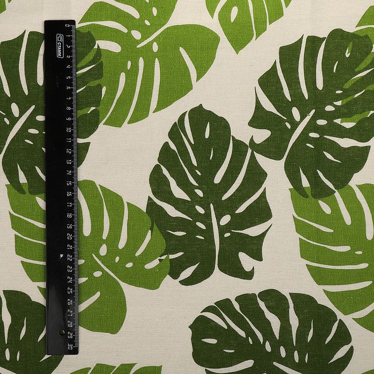 Ткань льняная, 3 м x 150 см, 140 г/м², цвет: бежевый, растительный принт, TBY — картинка 6