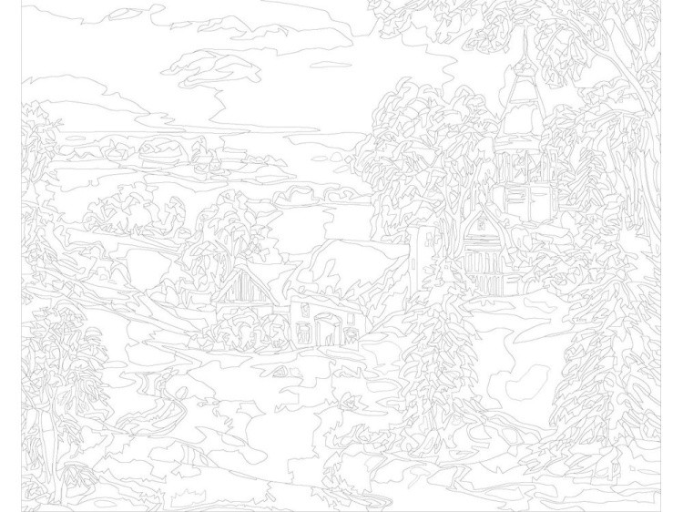 Картина по номерам «Зима в деревне» — картинка 3