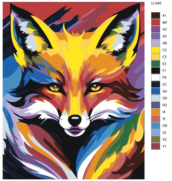 Картина по номерам «Портрет цветной лисы» — картинка 2