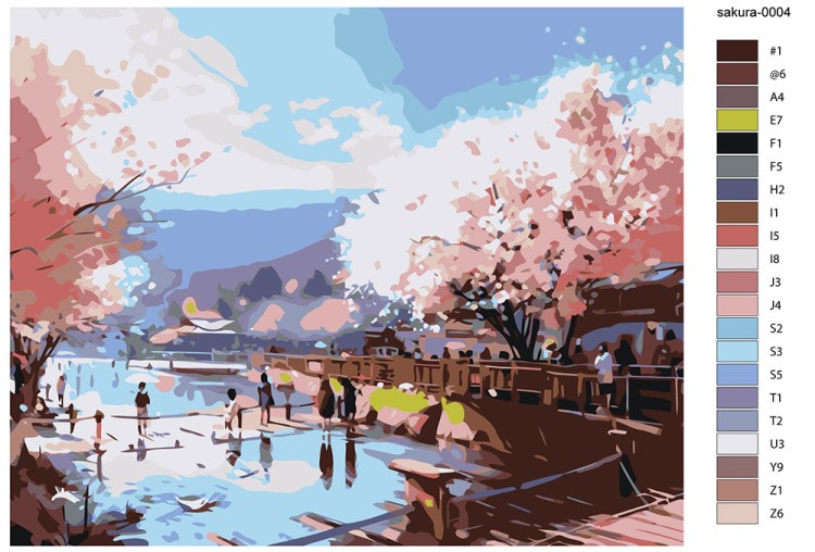 Картина по номерам «Цветущая сакура в японском саду» — картинка 2