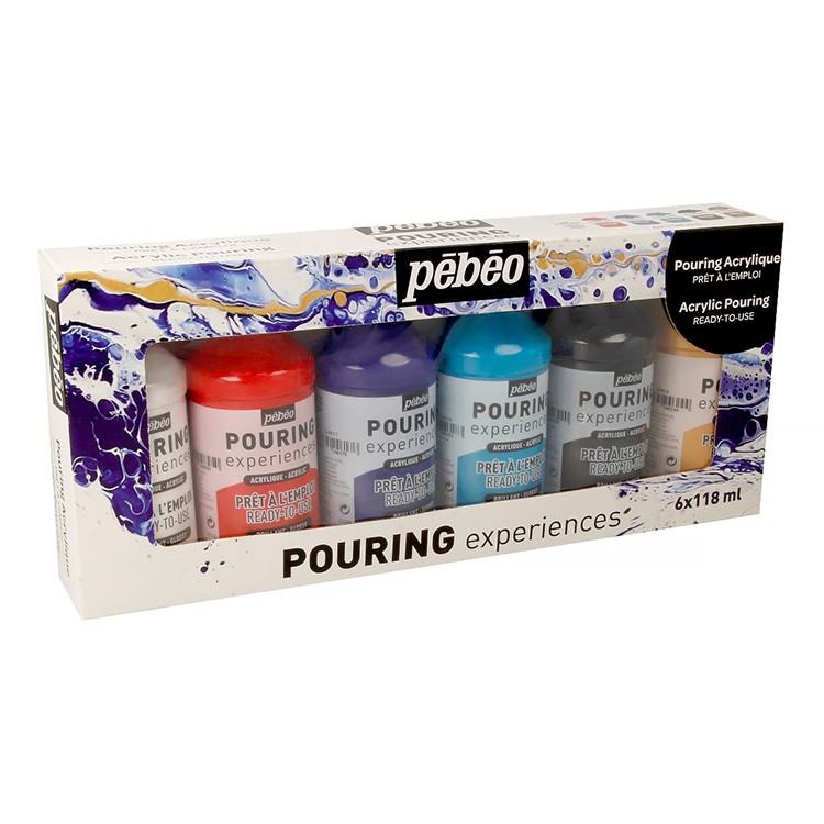 Краски Pebeo набор красок жидкого акрила для техники Флюид Арт 6x118 мл — картинка 2
