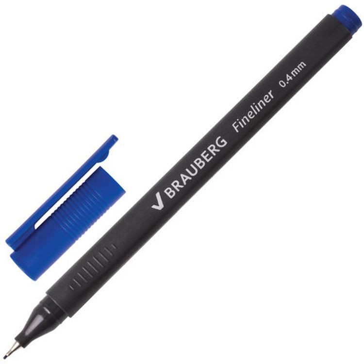 Ручка капиллярная (линер) BRAUBERG «Сarbon», синяя