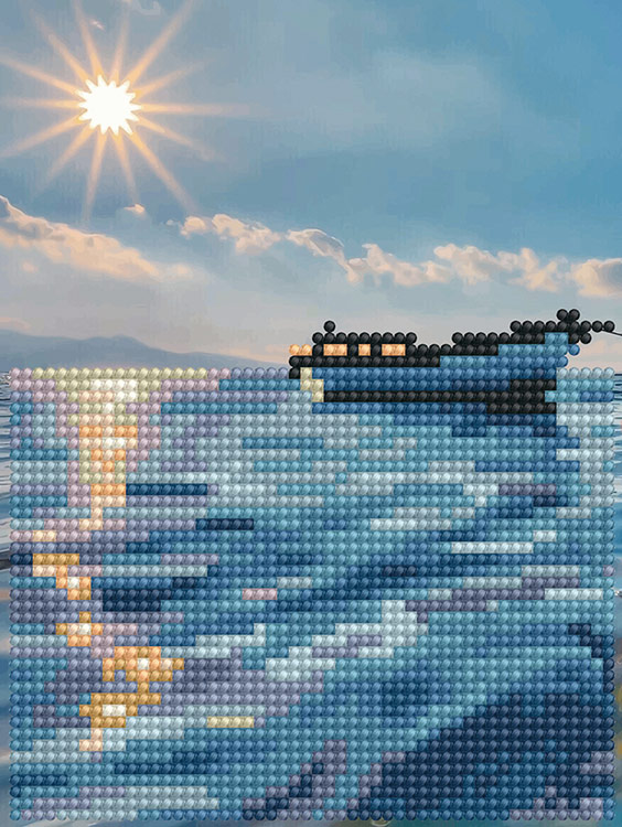 Алмазная вышивка-открытка «Лодка на рассвете» — картинка 2