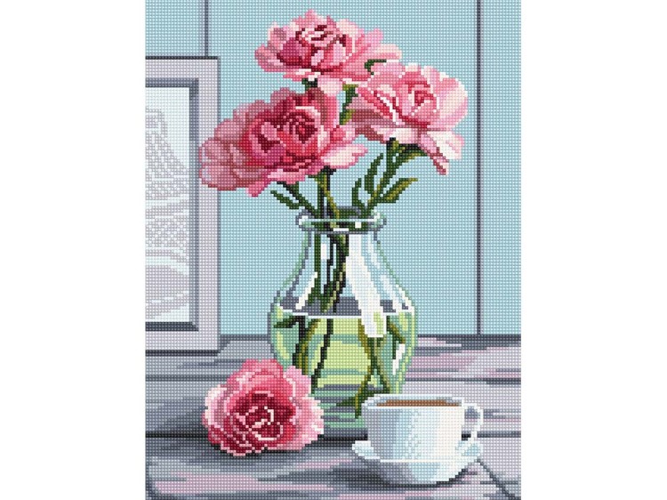 Алмазная вышивка «Нежные гвоздики» — картинка 2