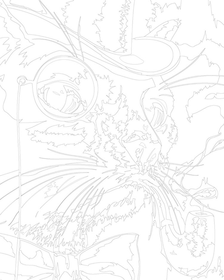 Картина по номерам «Коты и кошки: черный кот с трубкой» — картинка 3