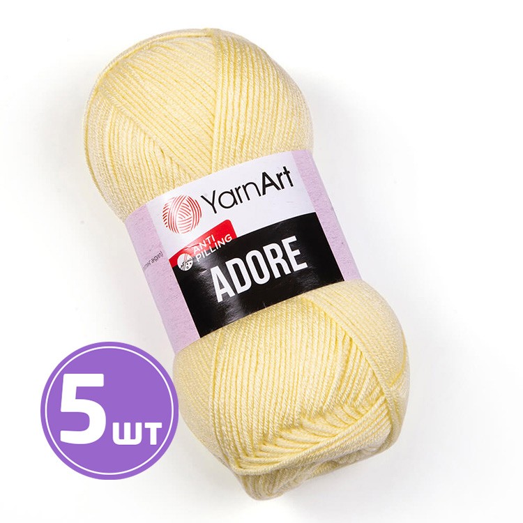 Пряжа YarnArt Adore (356), светло-лимонный, 5 шт. по 100 г