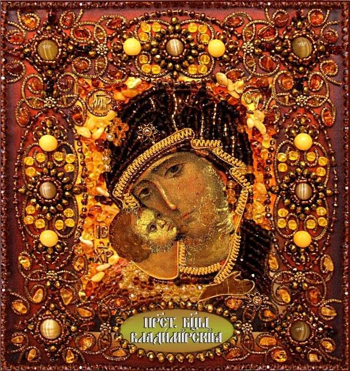 Вышивка Образа в каменьях «Богородица Владимирская»