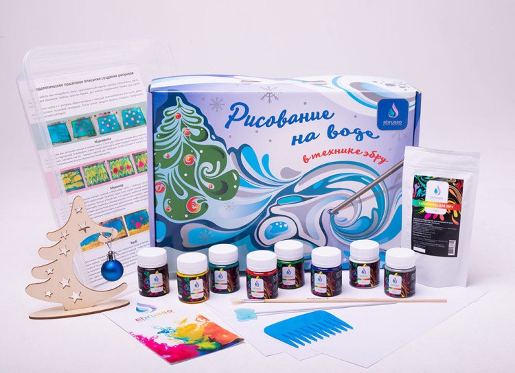 Набор для эбру «Зима» 8 цветов, Ebrusso — картинка 3