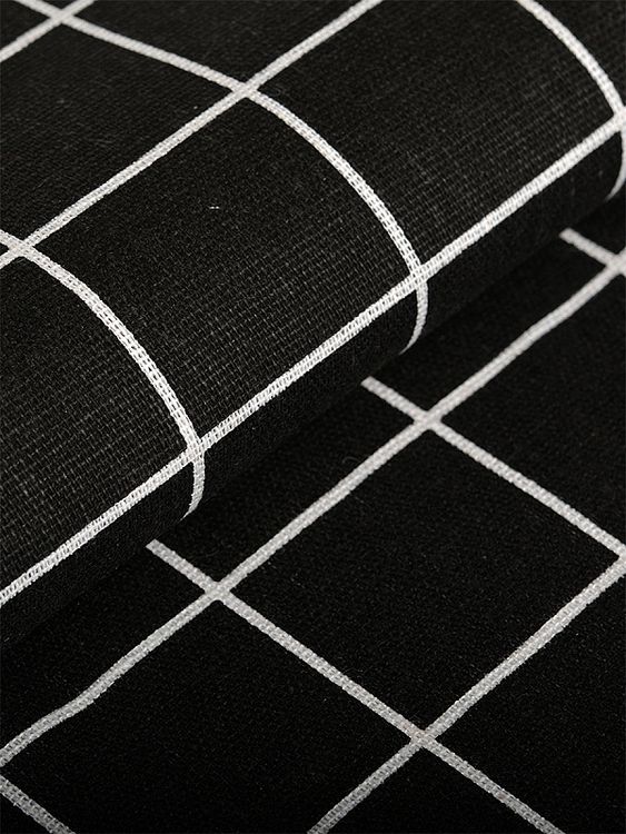 Ткань Лен, 140 г/м², 5 м x 150 см, цвет: черный, принт клетка, TBY — картинка 3