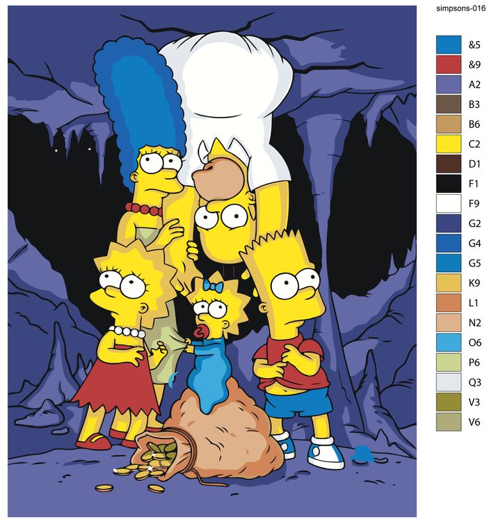 Картина по номерам «Simpsons Симпсоны: Семья в пещере» — картинка 2
