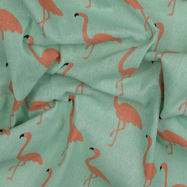 Ткань льняная, 1 м x 150 см, 140 г/м², цвет: зеленый, принт, TBY — картинка 3