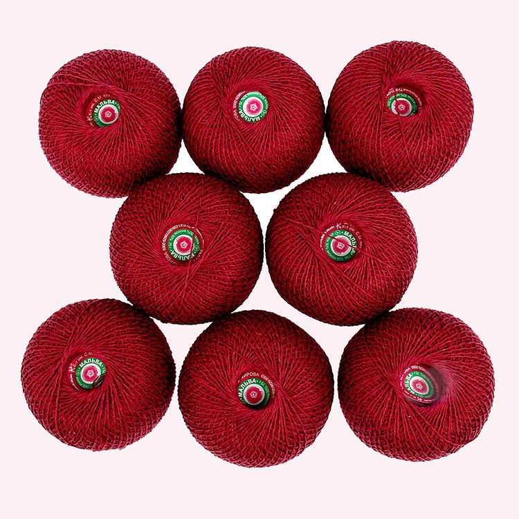 Пряжа ПНК им.Кирова Мальва (0905), бордовый, 8 шт. по 75 г — картинка 3