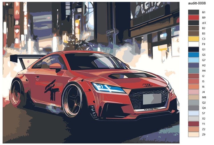 Картина по номерам «Машина Ауди ТТ в стиле аниме, ночь 40x50» — картинка 2