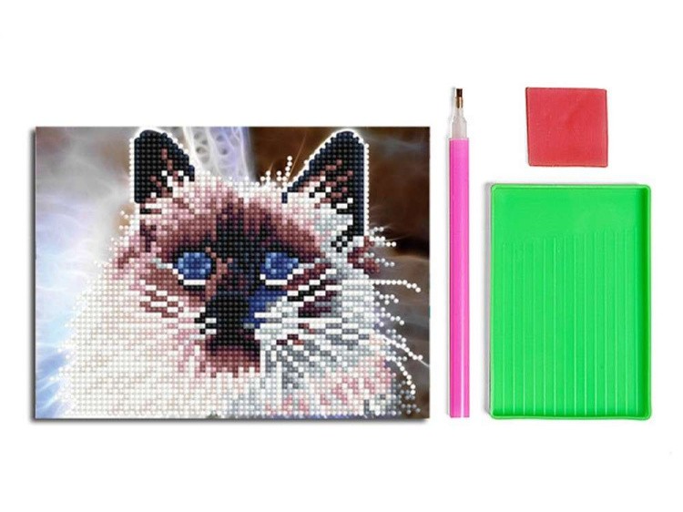 Алмазная вышивка-открытка «Сиамский кот» — картинка 2