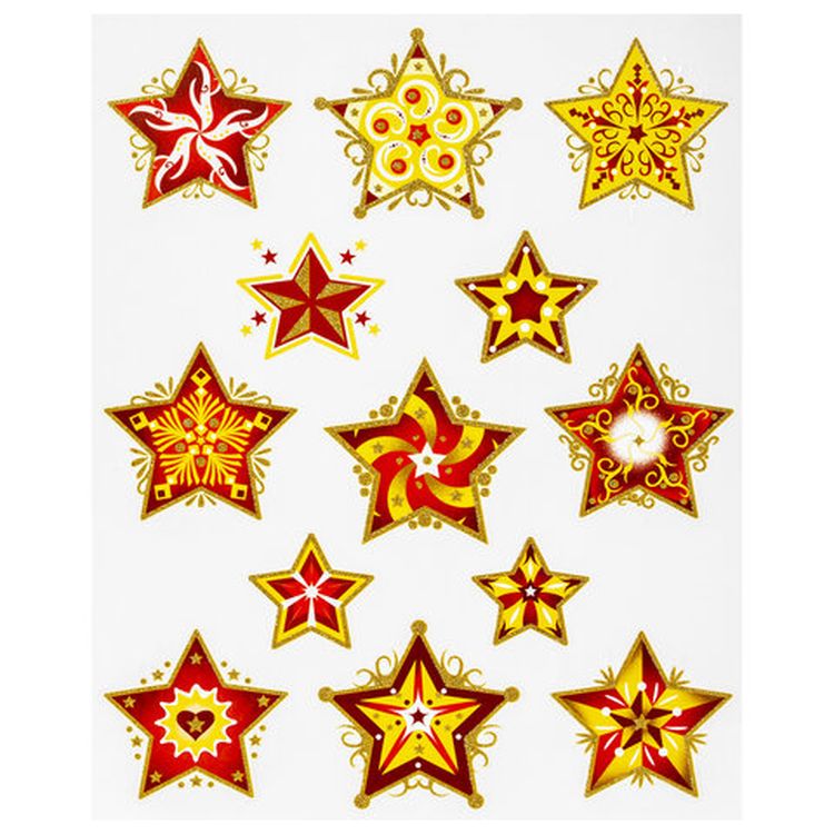 Украшение для окон и стекла «Красно-золотые снежинки 4» — картинка 2