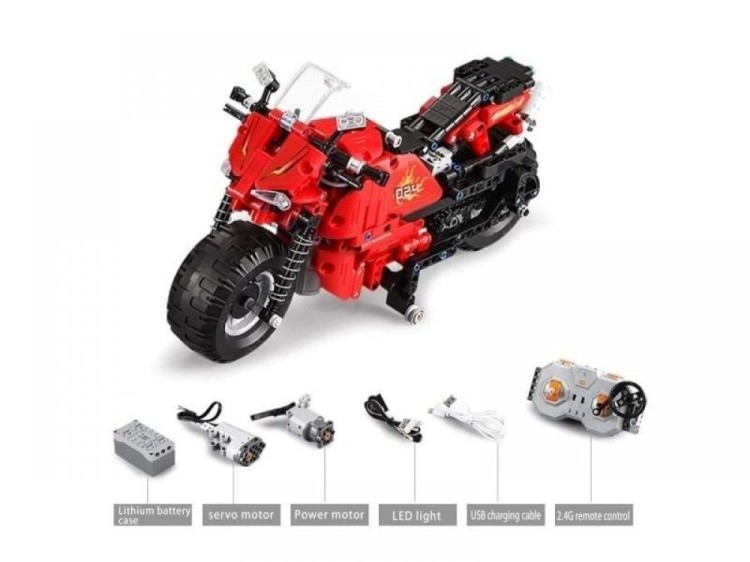 Радиоуправляемый конструктор CADA deTech гоночный мотоцикл, 484 детали — картинка 3