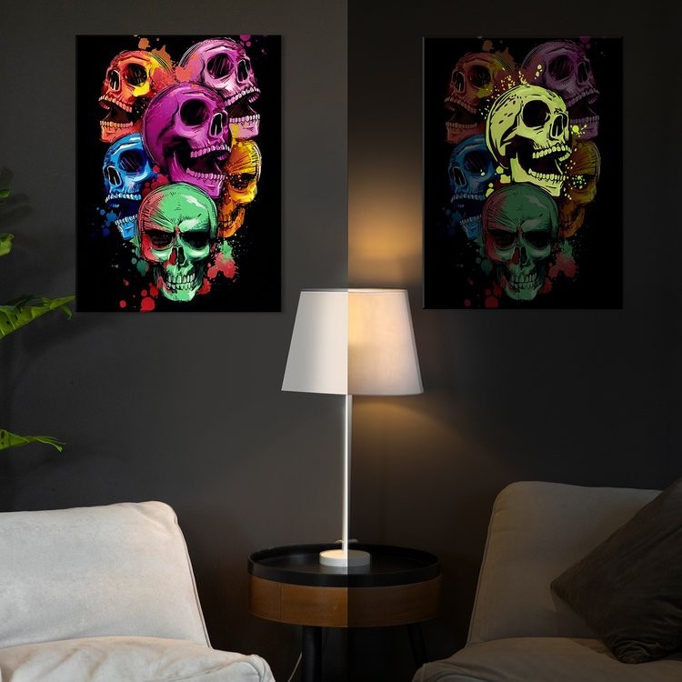 Картина по номерам со светящейся краской «Поп Арт черепа» — картинка 2