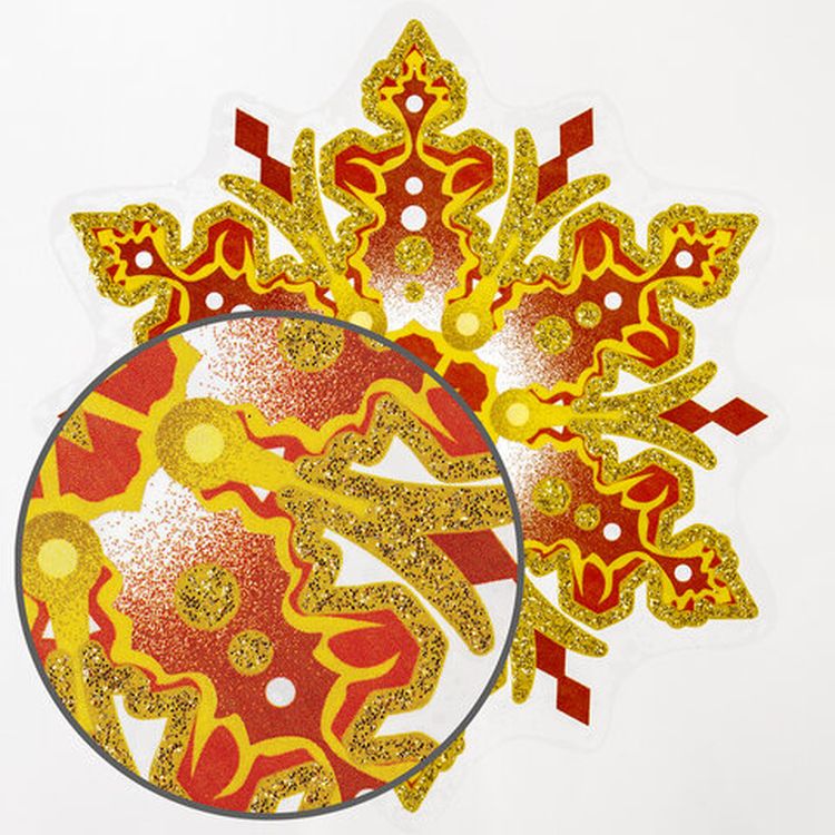Украшение для окон и стекла «Красно-золотые снежинки 1» — картинка 5