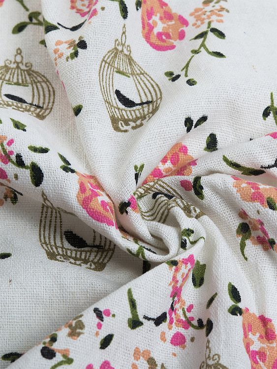 Ткань лен, 140 г/м², 30% лен, 70% хлопок, 3 м, ширина 150 см, цвет: растительный принт, TBY — картинка 4