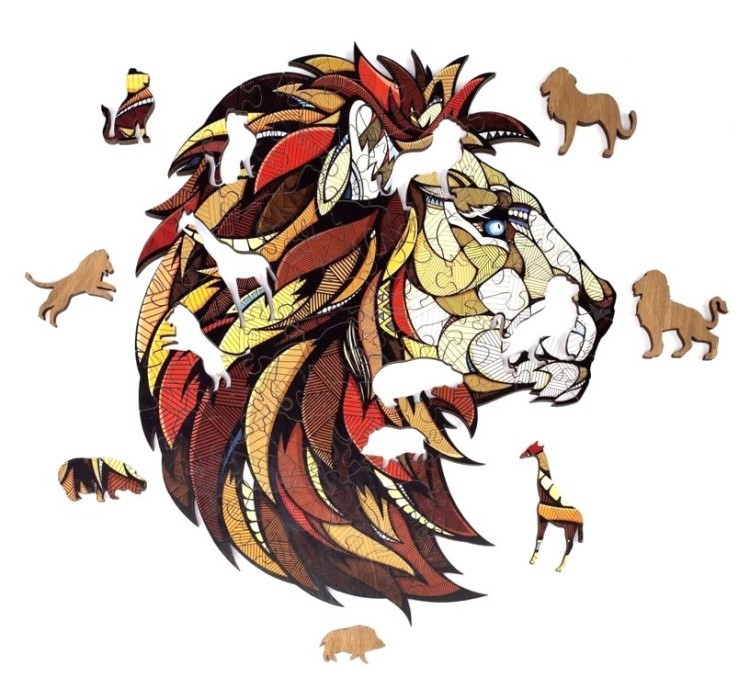 Деревянные фигурные пазлы «Лев», Eco Wood Art — картинка 2