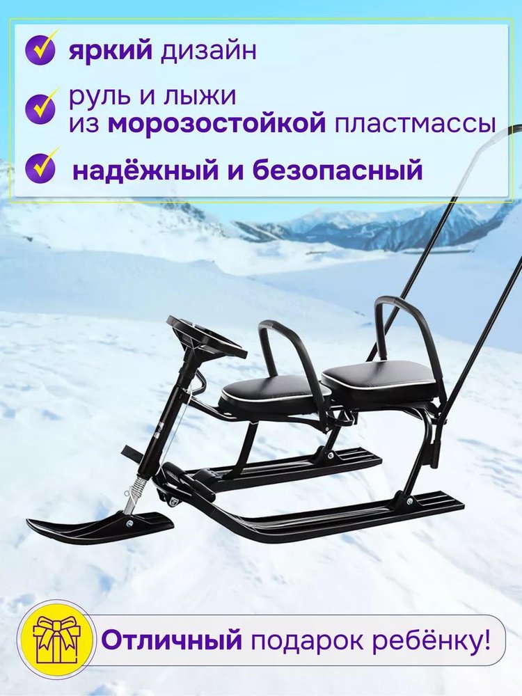 Снегокат детский 505 TWINS BABY PUSH со спинкой для двоих — картинка 3