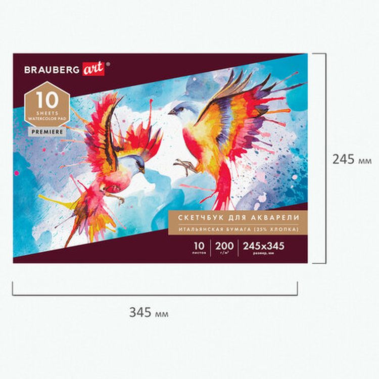 Альбом для акварели, бумага Италия, 200 г/м, 25% хлопок, 245х345 мм, 10 л, BRAUBERG ART PREMIERE — картинка 5
