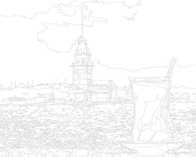 Картина по номерам «Стамбул, Турция: Девичья башня, море» — картинка 3