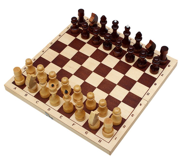 Шахматы обиходные лакированные с доской 29х14,5 см