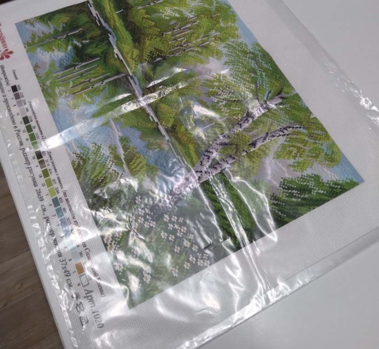 Рисунок на канве «Берёзы у озера» — картинка 2